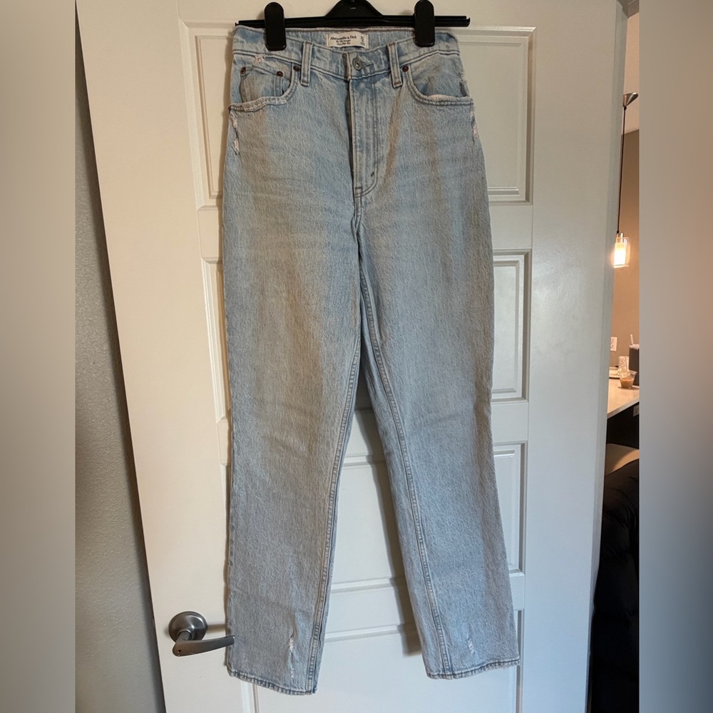 Abercrombie & Fitch Light Blue Straight Leg Jeans (extra long)